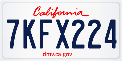 CA license plate 7KFX224