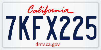 CA license plate 7KFX225
