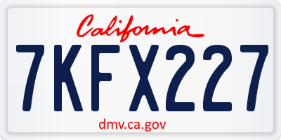CA license plate 7KFX227