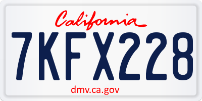 CA license plate 7KFX228