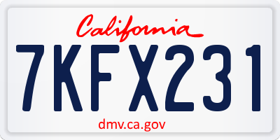 CA license plate 7KFX231