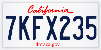 CA license plate 7KFX235