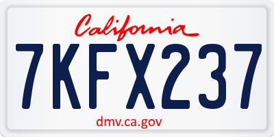 CA license plate 7KFX237