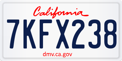 CA license plate 7KFX238