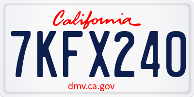 CA license plate 7KFX240