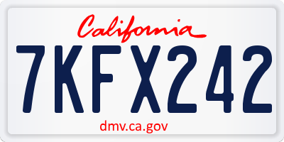 CA license plate 7KFX242