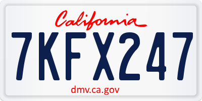 CA license plate 7KFX247