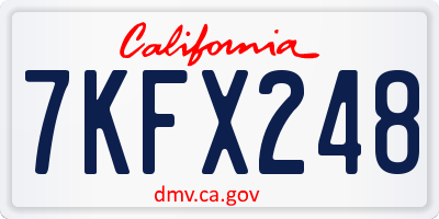 CA license plate 7KFX248