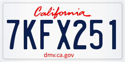 CA license plate 7KFX251