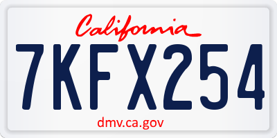 CA license plate 7KFX254