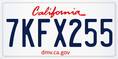 CA license plate 7KFX255
