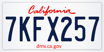 CA license plate 7KFX257