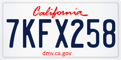 CA license plate 7KFX258