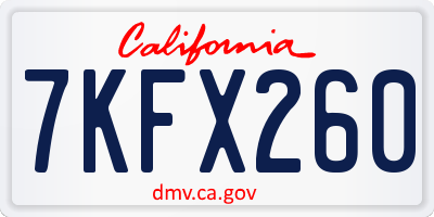 CA license plate 7KFX260