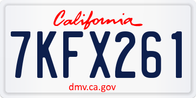 CA license plate 7KFX261