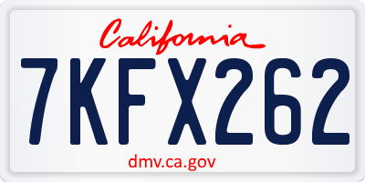 CA license plate 7KFX262