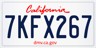 CA license plate 7KFX267