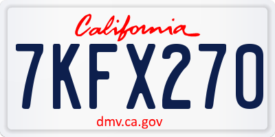 CA license plate 7KFX270