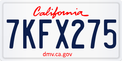 CA license plate 7KFX275
