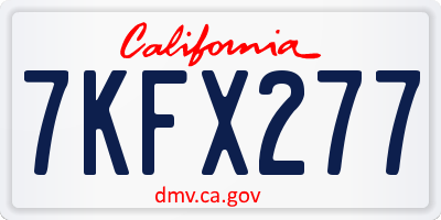 CA license plate 7KFX277