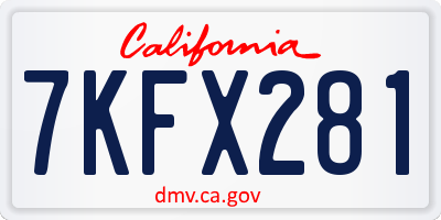 CA license plate 7KFX281
