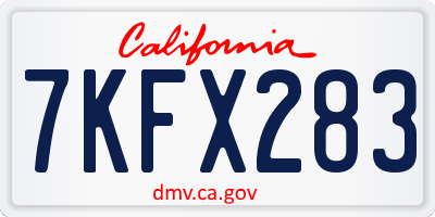 CA license plate 7KFX283