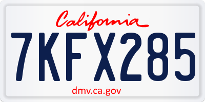 CA license plate 7KFX285