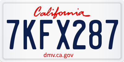 CA license plate 7KFX287