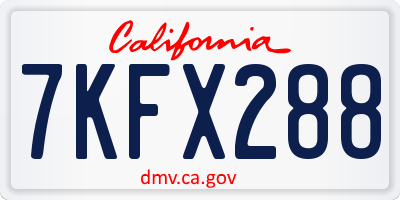 CA license plate 7KFX288