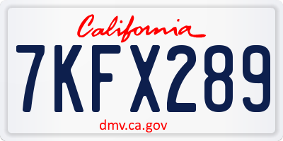 CA license plate 7KFX289