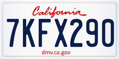 CA license plate 7KFX290