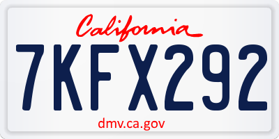 CA license plate 7KFX292