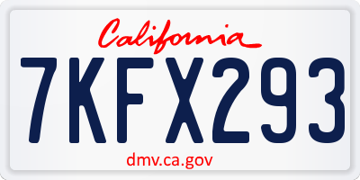 CA license plate 7KFX293