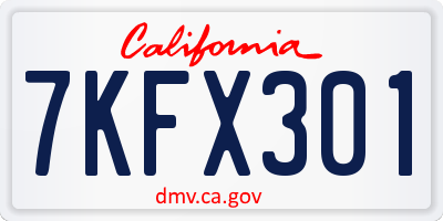 CA license plate 7KFX301