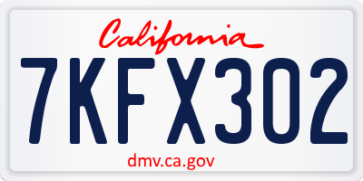 CA license plate 7KFX302