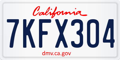 CA license plate 7KFX304