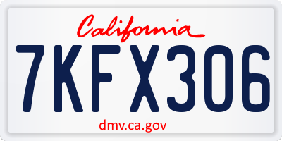 CA license plate 7KFX306