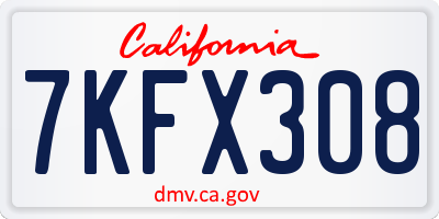 CA license plate 7KFX308