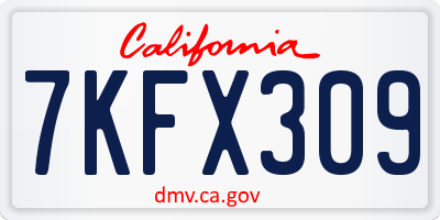 CA license plate 7KFX309