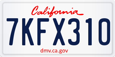 CA license plate 7KFX310