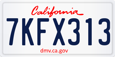 CA license plate 7KFX313