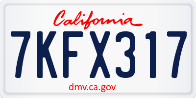 CA license plate 7KFX317