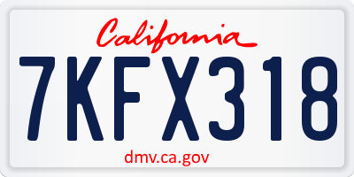 CA license plate 7KFX318
