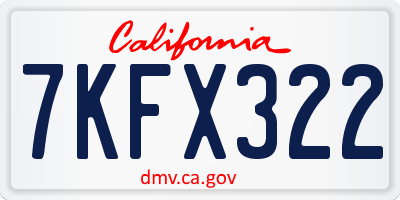 CA license plate 7KFX322