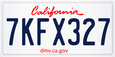 CA license plate 7KFX327