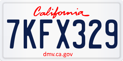 CA license plate 7KFX329