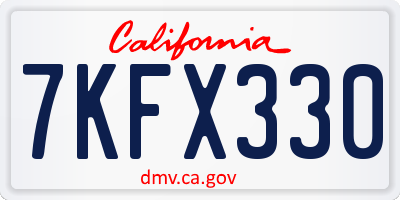 CA license plate 7KFX330