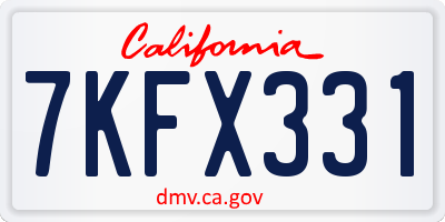 CA license plate 7KFX331
