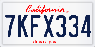 CA license plate 7KFX334