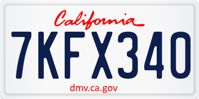 CA license plate 7KFX340